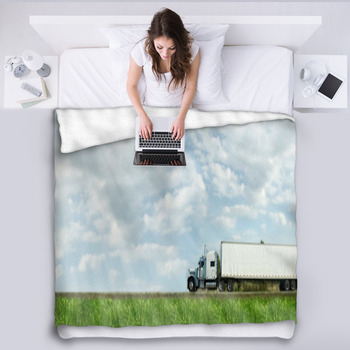 Truck On The Road. Fleece Blanket