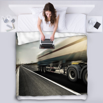Truck On The Road Fleece Blanket