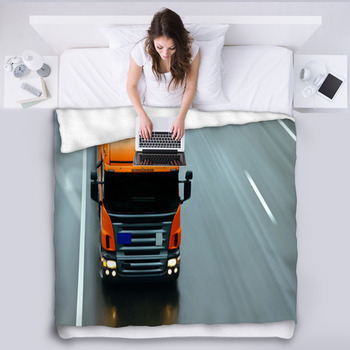Truck On The Road Fleece Blanket
