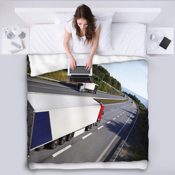 Trucks In Opposite Directions On Freeway Fleece Blanket