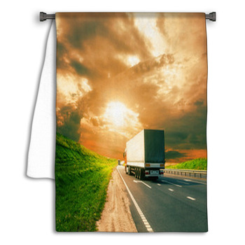 Trucks Under Colorful Sky Towel