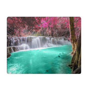 Turquoise And Pink Waterfall In A Forest In Bath Mat