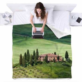 Tuscany Landscape - Belvedere Fleece Bed Blanket