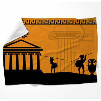 Two Ancient Greek Warriors Woven Throw Blanket