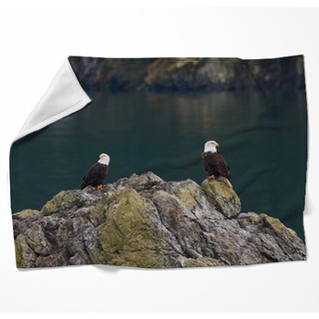Two Bald Eagles Woven Throw Blanket