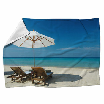 Two Chairs & Umbrella Fleece Blanket
