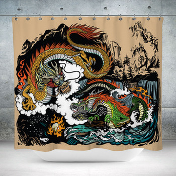 Two Chinese East Asian Custom Size Shower Curtain