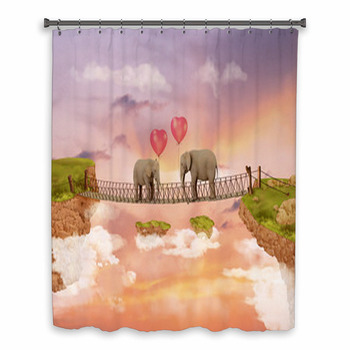 Two Elephants On A Bridge In Custom Size Shower Curtain