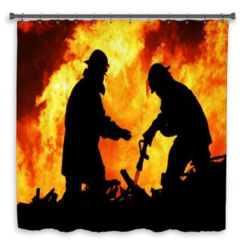 Two Fire Fighters And Huge Custom Size Shower Curtain