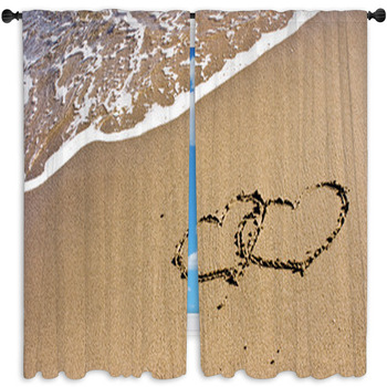 Two Hearts In The Sand Window Curtain