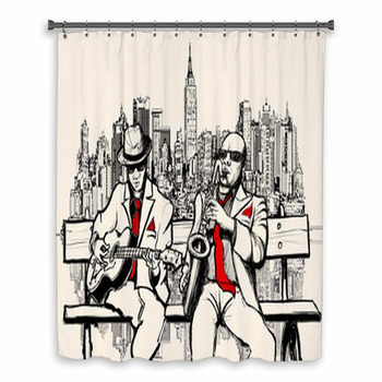 Two Jazz Men Playing In New Custom Size Shower Curtain