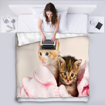 Two Kittens In A Pink Blanket Fleece Blanket