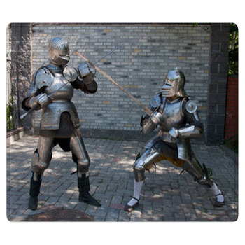 Two Knights In The Ancient Metal Armor Bath Mat