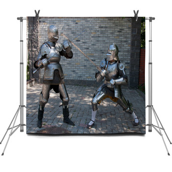 Two Knights In The Ancient Metal Armor Fleece Backdrop