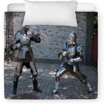 Two Knights In The Ancient Metal Armor Toddler Duvet