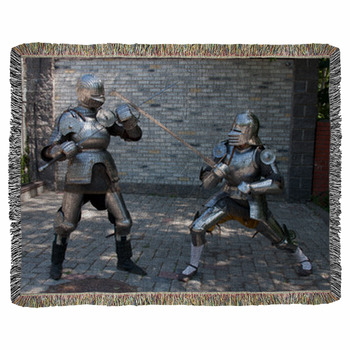 Two Knights In The Ancient Metal Woven Throw Blanket