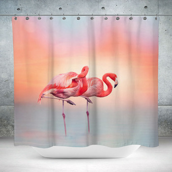 Two Pink Flamingos At Sunset Custom Size Shower Curtain