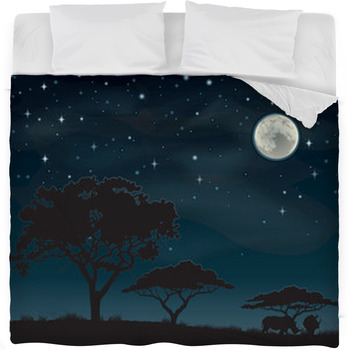Two Rhinos Silhouetted Against A Fleece Bed Blanket