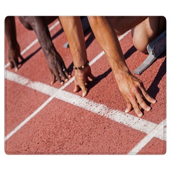 Two Track And Field Athletes Before The Race Area Rug