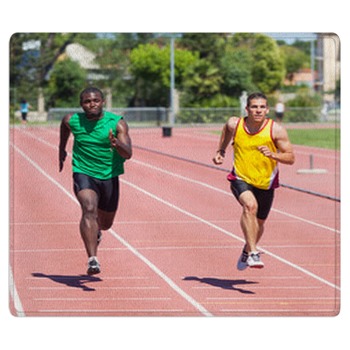 Two Track And Field Athletes Running Area Rug