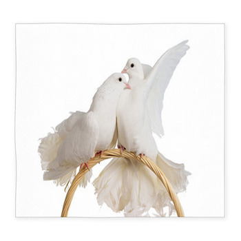 Two White Doves Kissing And Huggung Custom Size Floor Mat