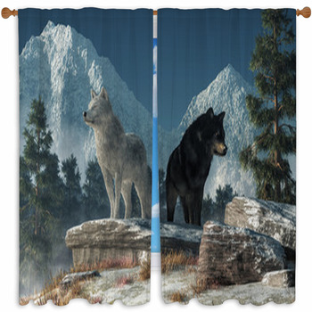 3D Curtain Printed Wolves in Mist flock of gray wolves Wellmira Made to Measure