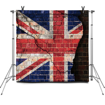 UK Flag On A Cracked Brick Wall Fleece Backdrop