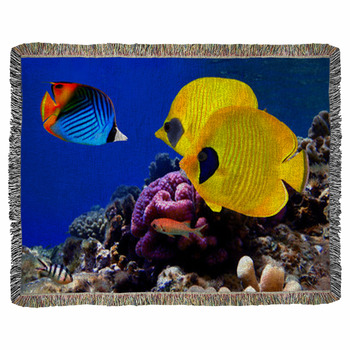 Underwater Image Of Coral Reef Woven Throw Blanket