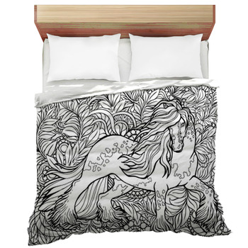 Unicorn And Flowers Magical Animal Vector Comforter