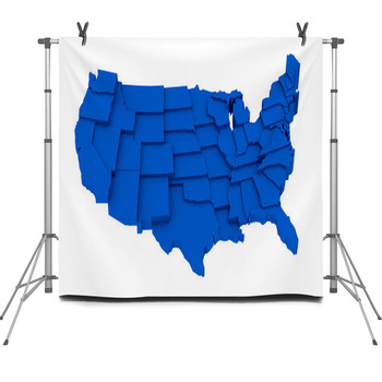 United States Blue Map By States In Fleece Backdrop