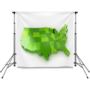 United States Of America 3d Map Pole Pocket Backdrop