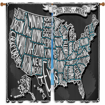 United States Of America On Custom Size Window Curtain