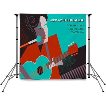 Unusual Guitar Player Poster Ideal  Pole Pocket Backdrop