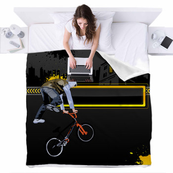 Urban Background Fleece Bed Blanket