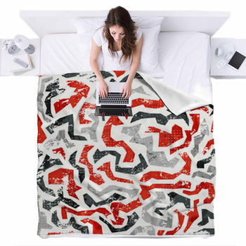 Urban Seamless Pattern With Grunge Fleece Bed Blanket