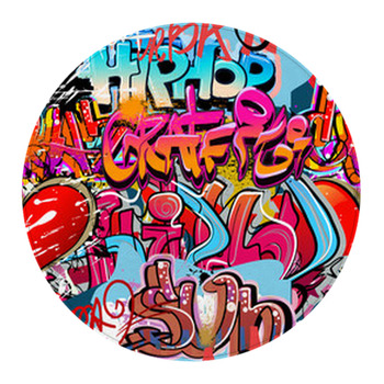Urban Street Art Hiphop Words On A Digital Art Round Rug