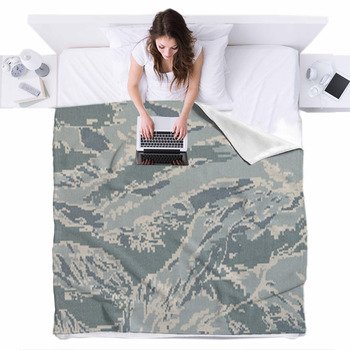 Us Air Force Digital Tigerstripe Fleece Bed Blanket