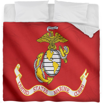 US Marine Corps Flag Waving Fleece Bed Blanket