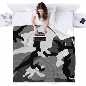 Us Military Urban Camouflage Fabric Fleece Bed Blanket