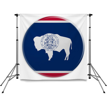 Us State Button Wyoming Flag Badge  Pole Pocket Backdrop