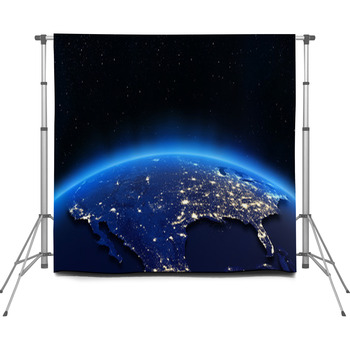USA City Lights Map Custom Size Backdrop