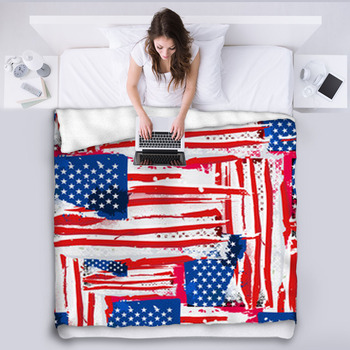 American flag Fleece Blanket Throws | Free Personalization