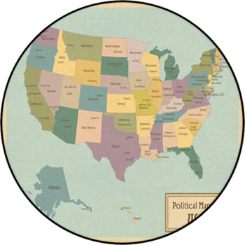 USA-highly Detailed Map.Layers Used. Round Rug