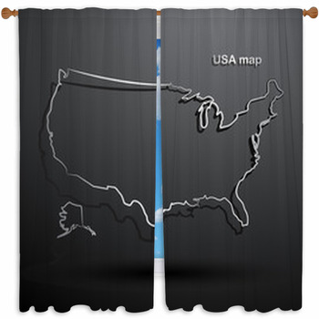 Usa Map Drapes Window Treatments Black Out Custom Sizes