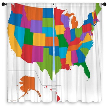 USA Map Window Curtains