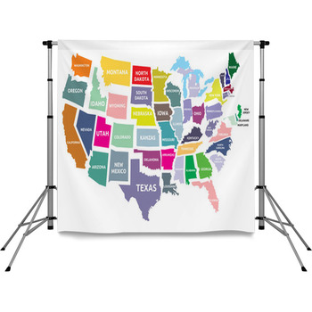 USA Map With States Pole Pocket Backdrop
