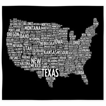 Usa Map Word Cloud With Most Custom Size Floor Mat