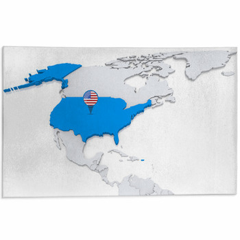 USA On A Map Of North America Area Rug