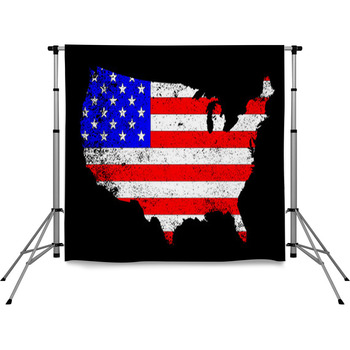 USA Outline And Flag Pole Pocket Backdrop