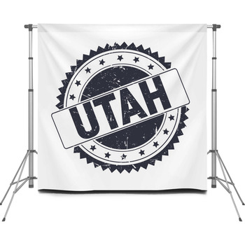 Utah Black Grunge Stamp Isolated Custom Size Backdrop